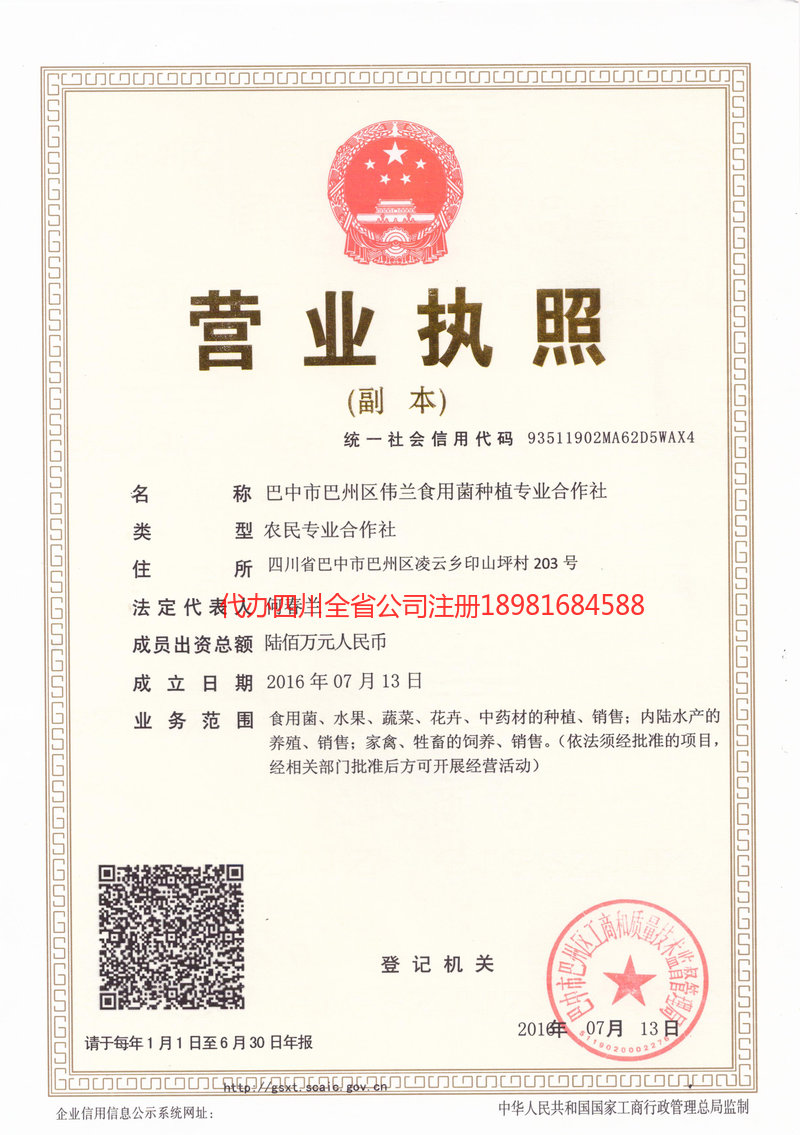 沈阳沈阳伟兰食用菌种植专业合作社